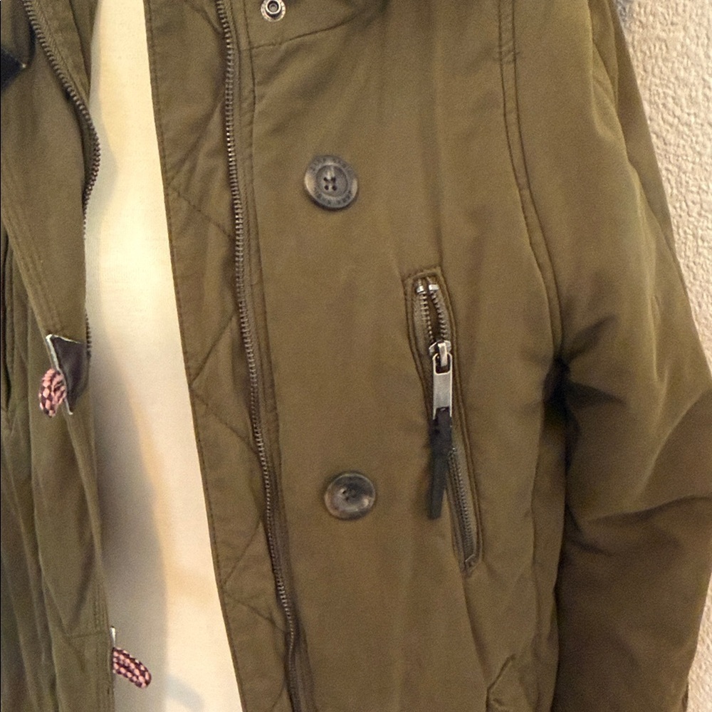 Zara Olive Green Parka with Faux Fur Hood - Picture 5 of 16